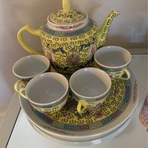 Japanese Porcelain Tea Set with Dragon Motif